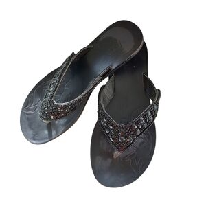 Taxi Women's Black Beaded Flip Flop Sandals Size 36 EU